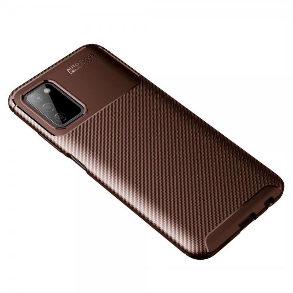Samsung Galaxy A03s Kuoret Hiilikuitukuvio Ruskea