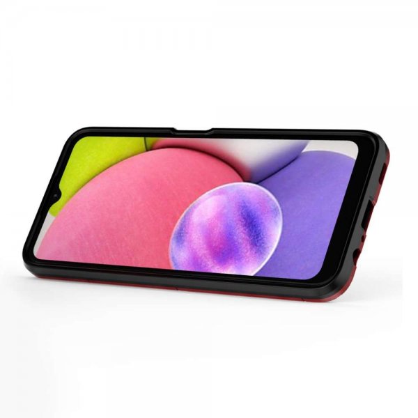 Samsung Galaxy A03s -suojakotelo rengaspidikkeellä, punainen