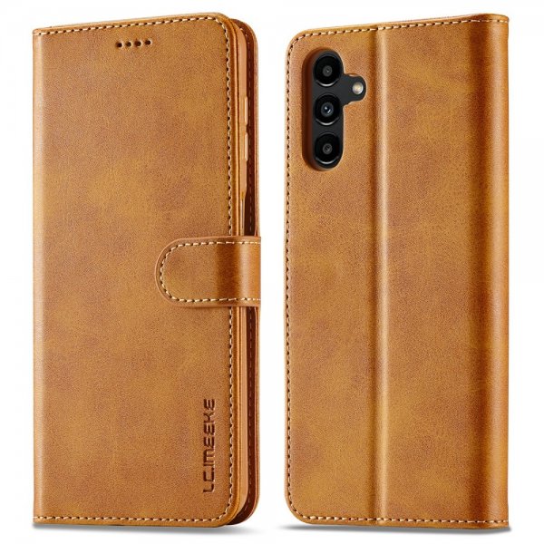 Lc.Imeeke Samsung Galaxy A04s/Galaxy A13 5G -suojakotelo korttipaikalla ja jalustatoiminnolla, vaaleanruskea