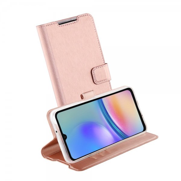 Vivanco Samsung Galaxy A05s -suojakotelo Classic Wallet ruusukulta
