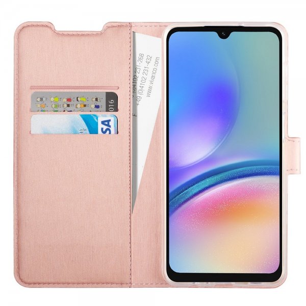 Vivanco Samsung Galaxy A05s -suojakotelo Classic Wallet ruusukulta