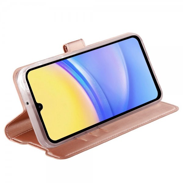 Vivanco Samsung Galaxy A15 Kotelo Classic Wallet Ruusukulta