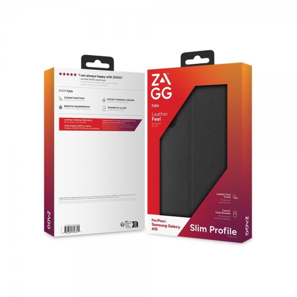 ZAGG Samsung Galaxy A15 Kotelo Folio Musta