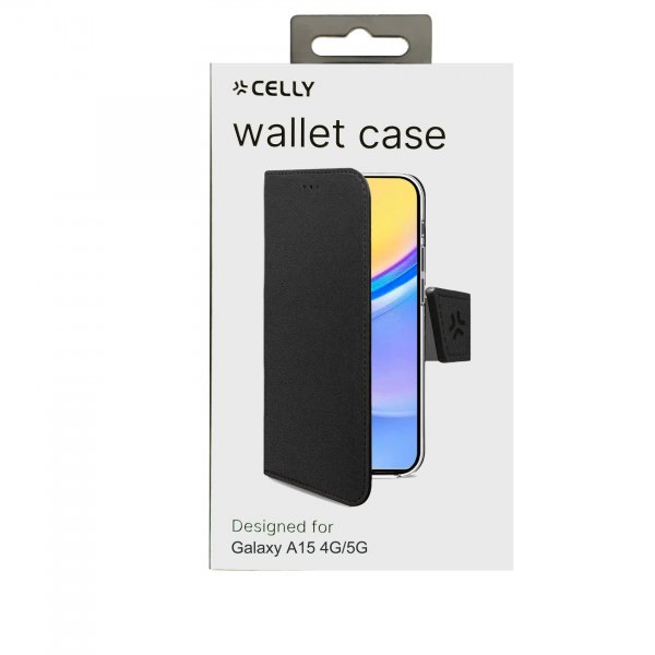 Celly Samsung Galaxy A15 Kotelo Wally Wallet Case Musta