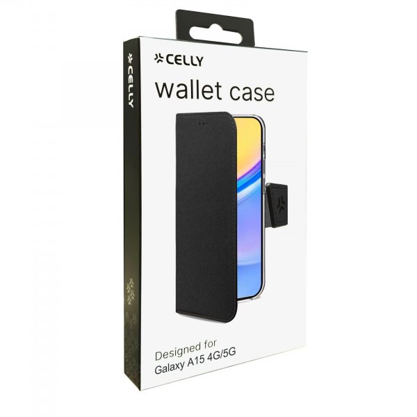 Celly Samsung Galaxy A15 Kotelo Wally Wallet Case Musta