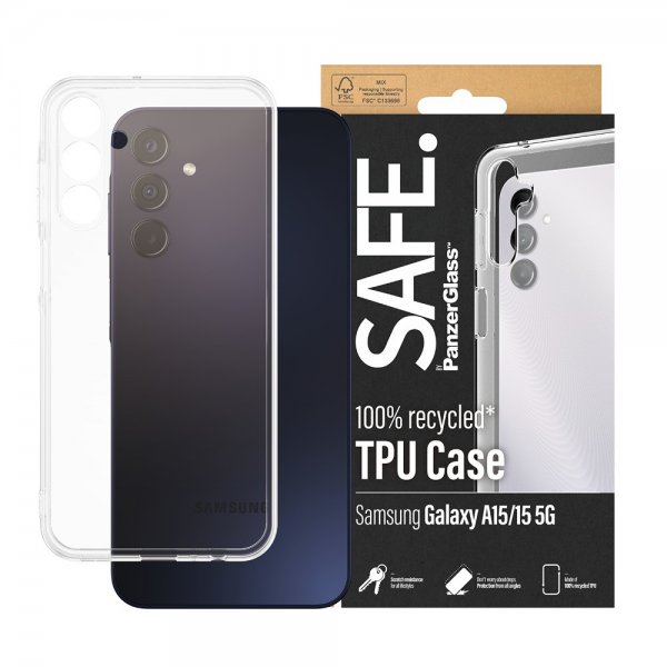 SAFE by PanzerGlass Samsung Galaxy A15 Kuori Pehmeä TPU-kotelo Läpinäkyvä