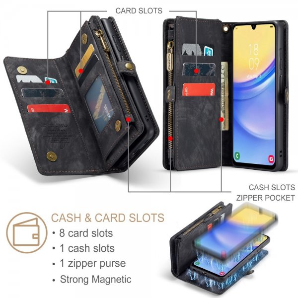 CaseMe Samsung Galaxy A16 Kotelo 008-sarja Irrotettava kuori Musta