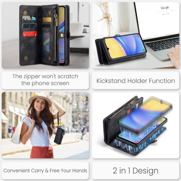 CaseMe Samsung Galaxy A16 Kotelo 008-sarja Irrotettava kuori Musta
