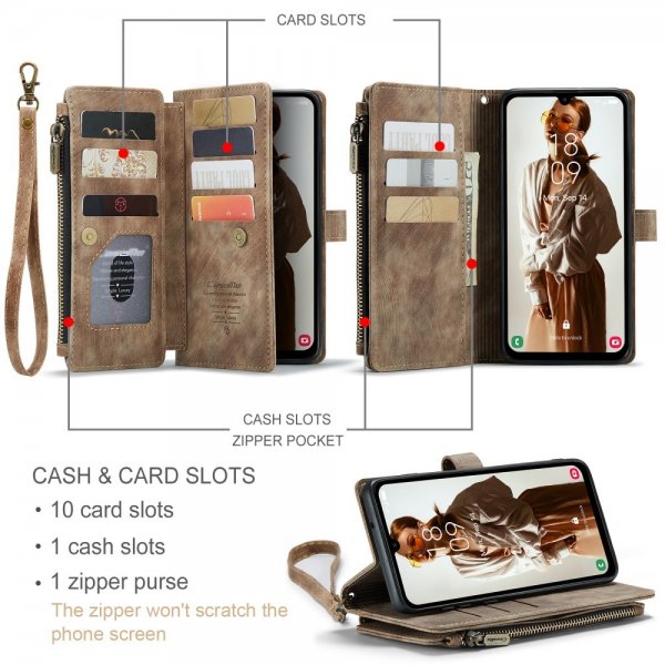 CaseMe Samsung Galaxy A16 -suojakotelo C30 Series, ruskea