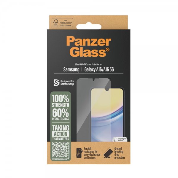 PanzerGlass Samsung Galaxy A16 -näytönsuoja Ultra-Wide Fit EasyAligner