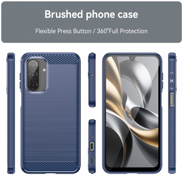 Samsung Galaxy A17 Kuori Harjattu hiilikuitukuvio Sininen