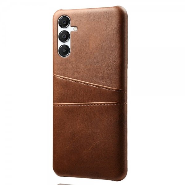 Samsung Galaxy A17 -suojakuori, jossa kaksi korttipaikkaa, tummanruskea