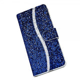 Samsung Galaxy A22 4G Kotelo Glitter Stripe Sininen