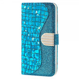 Samsung Galaxy A22 4G -kotelo Krokotiilikuvio Glitter Sininen