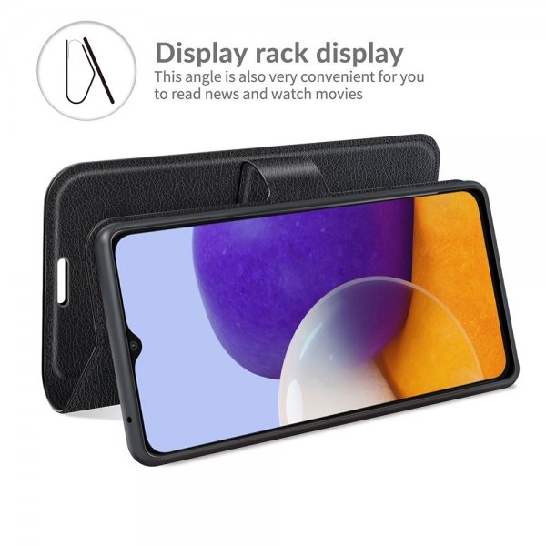 Samsung Galaxy A22 5G Litsi-kuvioinen suojakotelo, musta
