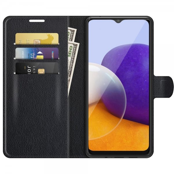 Samsung Galaxy A22 5G Litsi-kuvioinen suojakotelo, musta
