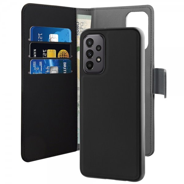 Puro Samsung Galaxy A23 5G -suojakotelo Wallet Detachable 2 in 1, musta