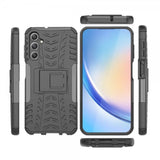 Samsung Galaxy A24 -kuori renkaan kuvioinnilla ja jalustatoiminnolla, musta