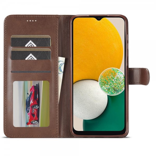 Lc.Imeeke Samsung Galaxy A25 -suojakotelo korttipaikoilla ja jalustatoiminnolla, tummanruskea