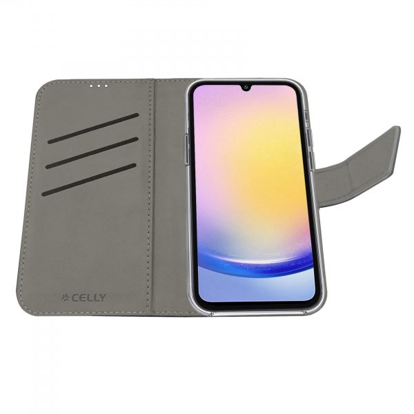 Celly Samsung Galaxy A25 -kotelo Wally Wallet Case, musta