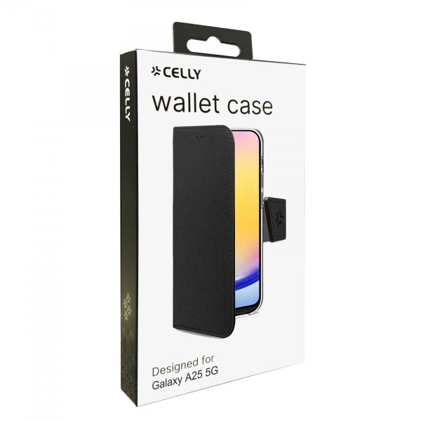 Celly Samsung Galaxy A25 -kotelo Wally Wallet Case, musta