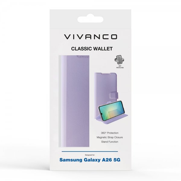 Vivanco Samsung Galaxy A26 suojakotelo Classic Wallet Laventeli