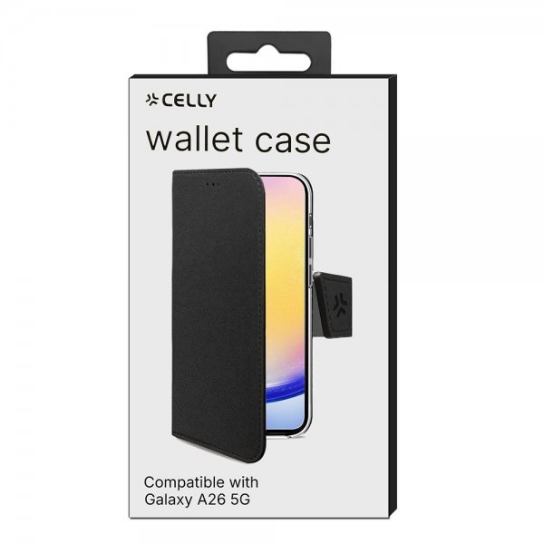 Celly Samsung Galaxy A26 -kotelo Wally Wallet Case, musta