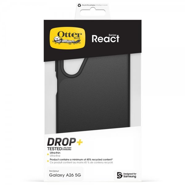Otterbox Samsung Galaxy A26 React -suojakuori, musta