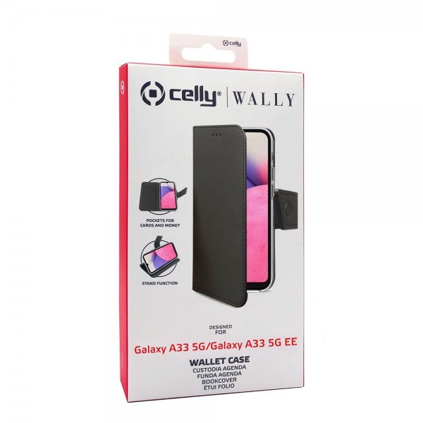 Celly Samsung Galaxy A33 5G -suojakotelo Wally Wallet Case, musta