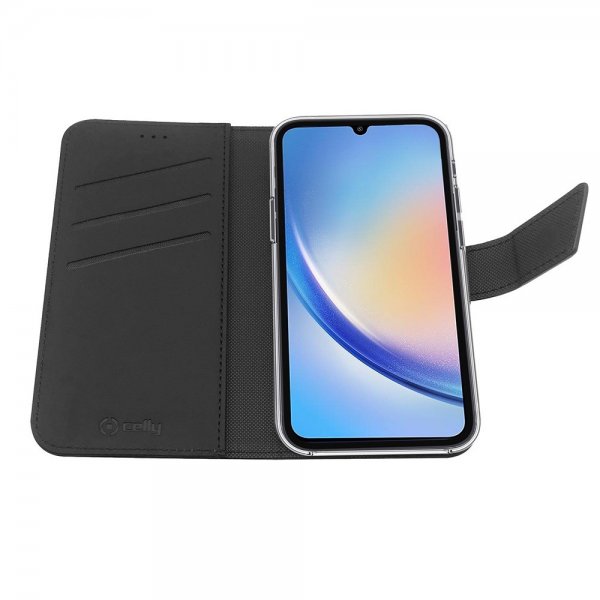 Celly Samsung Galaxy A34 5G Fodral Wally Wallet Case Musta