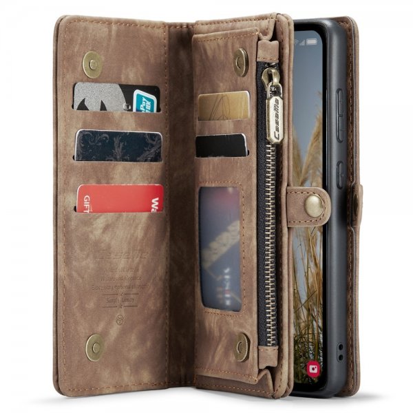 CaseMe Samsung Galaxy A35 -kotelo, 008 Series, irrotettava kuori, ruskea