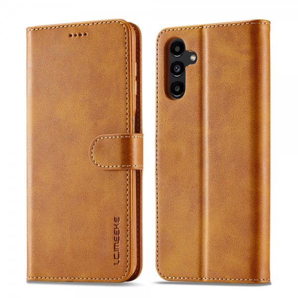 Lc.Imeeke Samsung Galaxy A35 -kotelo, jossa korttipaikka ja jalustatoiminto, vaaleanruskea