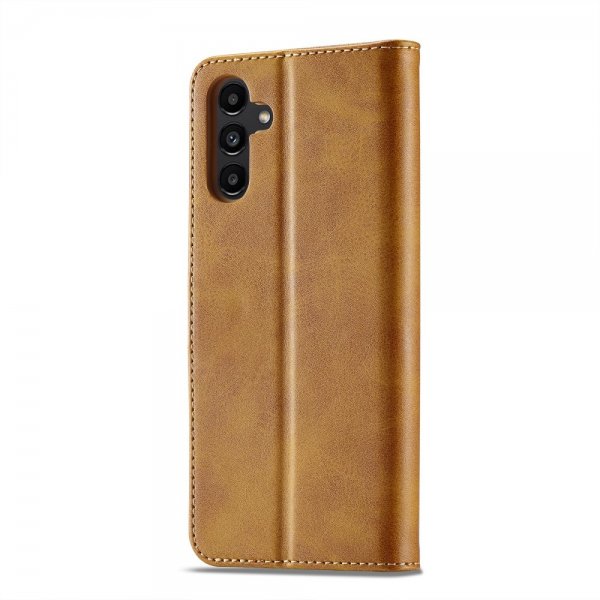 Lc.Imeeke Samsung Galaxy A35 -kotelo, jossa korttipaikka ja jalustatoiminto, vaaleanruskea