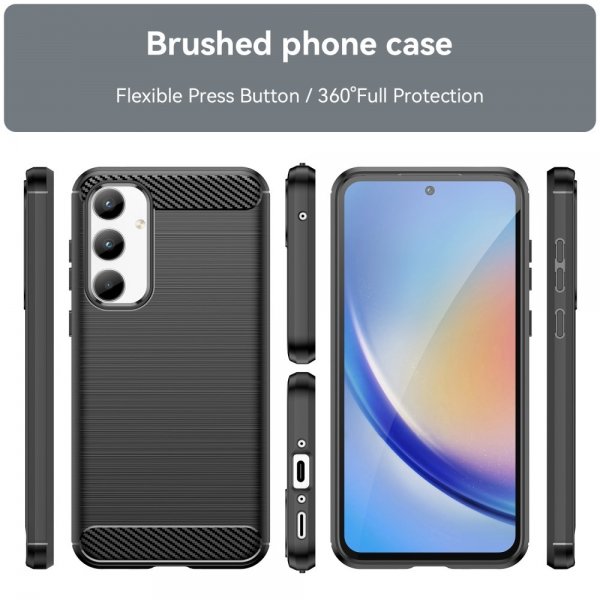Samsung Galaxy A35 Kuoret Harjattu Hiilikuitukuvio Musta