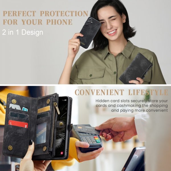 CaseMe Samsung Galaxy A36 suojakotelo 008 Series, irrotettava kuori, musta