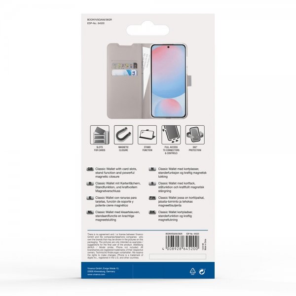 Vivanco Samsung Galaxy A36/Galaxy A56 Kotelo Classic Wallet Greige