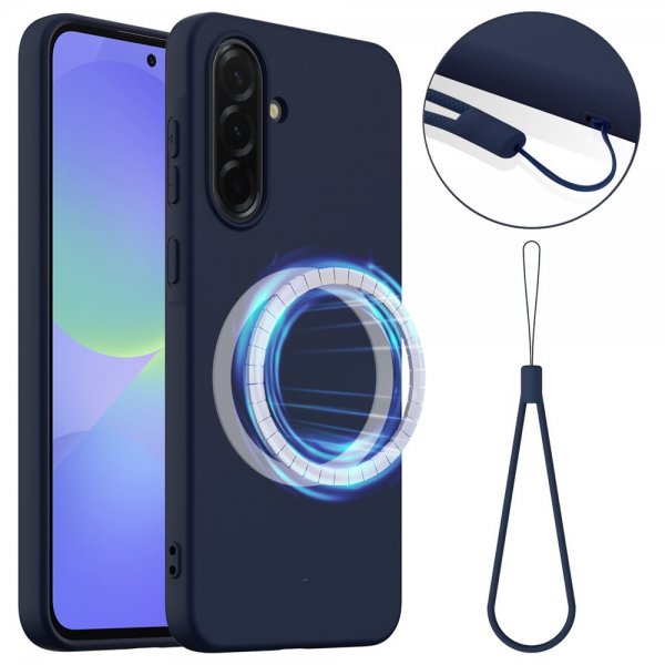 Samsung Galaxy A36/Galaxy A56 Kuori Strap Silikoni MagSafe Tummansininen