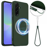 Samsung Galaxy A36/Galaxy A56 Kuori hihnalla silikoni MagSafe Tummanvihreä