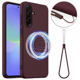 Samsung Galaxy A36/Galaxy A56 Kuori hihnalla silikonia MagSafe Viininpunainen
