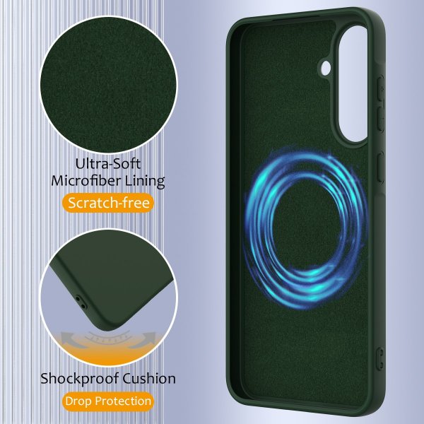 Samsung Galaxy A37 -kuori hihnalla, silikoni, MagSafe, vihreä