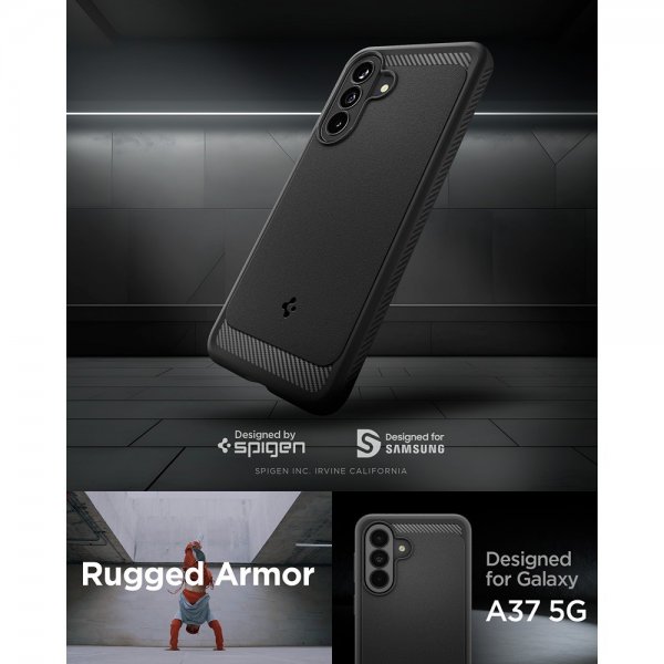 Spigen Samsung Galaxy A37 -kuori, Rugged Armor, mattamusta