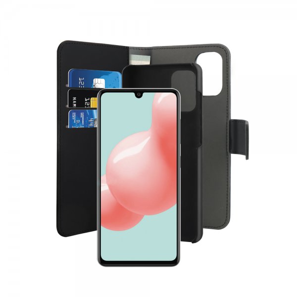 Puro Samsung Galaxy A41 Lompakkokotelo Detachable 2 in 1 Musta