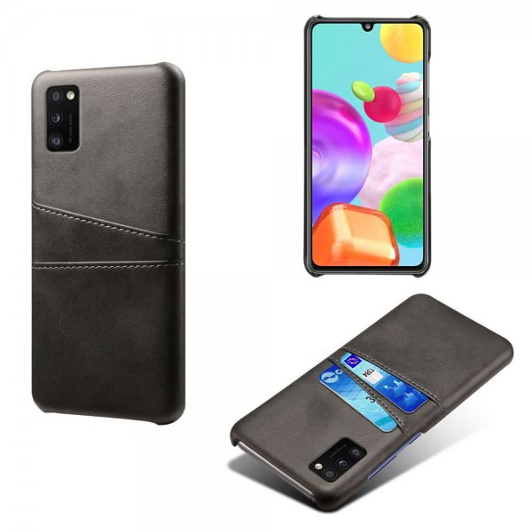 Samsung Galaxy A41 Kuori, jossa kaksi korttipaikkaa, musta