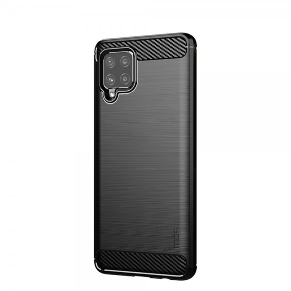 Mofi Samsung Galaxy A42 5G Kuori Harjattu hiilikuitukuvio Musta