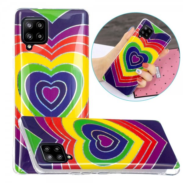 Samsung Galaxy A42 5G Suojakuori Kuviollinen Värikäs Sydänkuvio