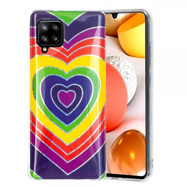 Samsung Galaxy A42 5G Suojakuori Kuviollinen Värikäs Sydänkuvio