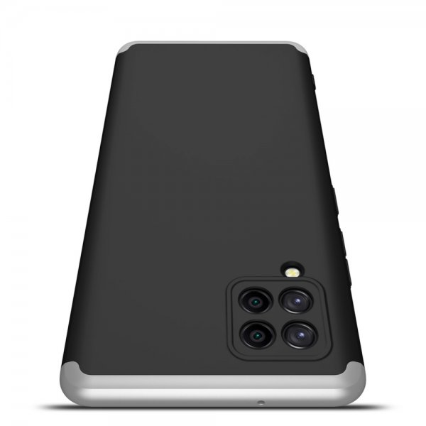 GKK Samsung Galaxy A42 5G Kuori Kolmiosainen Musta Hopea
