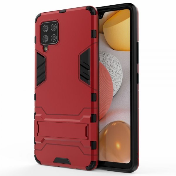 Samsung Galaxy A42 5G Kuori Panssari Jalustatoiminto Punainen