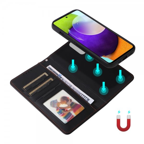 Betopnice Samsung Galaxy A52/A52s 5G Kotelo irrotettavalla kuorella 005 Musta