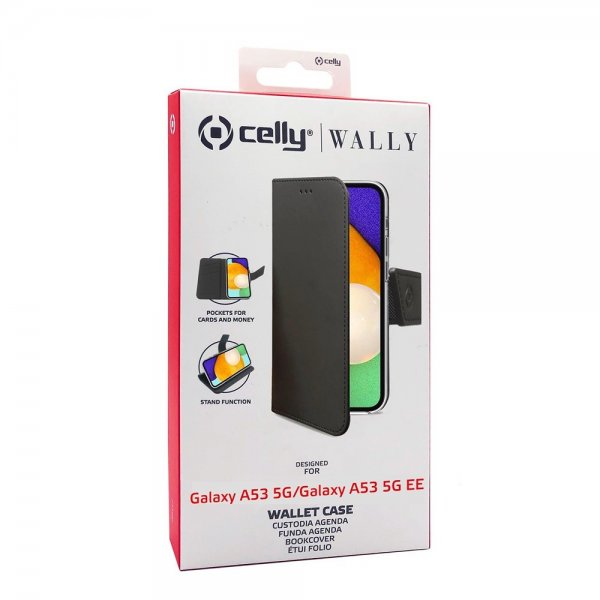 Celly Samsung Galaxy A53 5G Kotelo Wally Wallet Case Musta